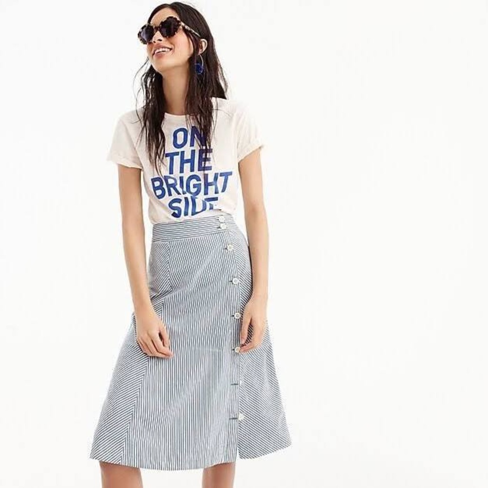 J Crew Striped Button Up Skirt